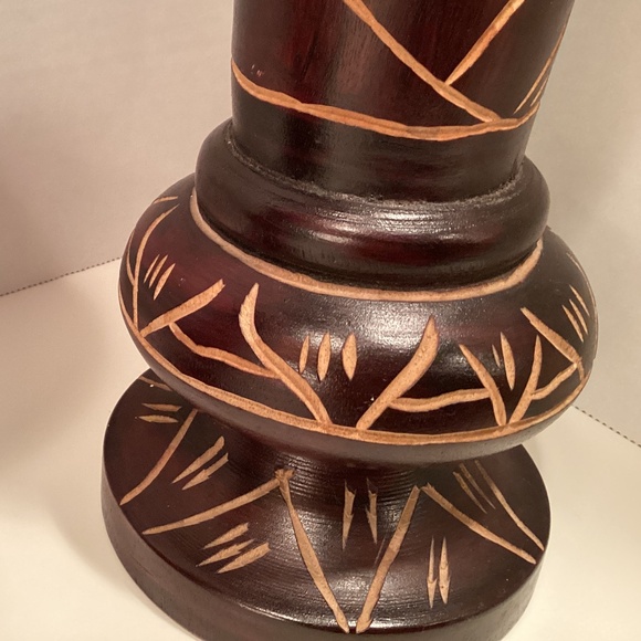 Hand Carved Wood Vases MCM Boho Style - Picture 4 of 9